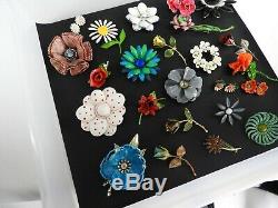 Vintage Flowers Jewelry Lot Brooch Earrings Pin Enamel Metal Bridal Bouquets