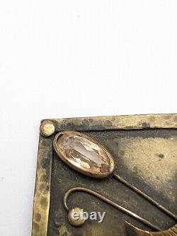 Vintage GNS George N Steere Large Nouveau leaf scroll faceted stone Brooch Pin