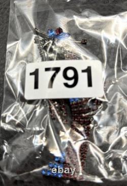 Vintage Geisha Girl 4 Brooch Pin Rhinestone Crystal Red Blue Dangle Silver Tone