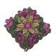 Vintage Germany Flower Brooch Gold Tone Fuschia Pink Molded Flowers Rhinestones