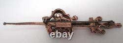 Vintage Gold Plated Coro Craft Crown Rhinestone Brooch with Sword missing stone