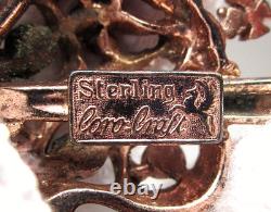 Vintage Gold Plated Coro Craft Crown Rhinestone Brooch with Sword missing stone