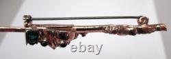 Vintage Gold Plated Coro Craft Crown Rhinestone Brooch with Sword missing stone