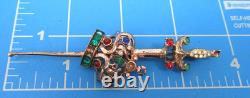 Vintage Gold Plated Coro Craft Crown Rhinestone Brooch with Sword missing stone