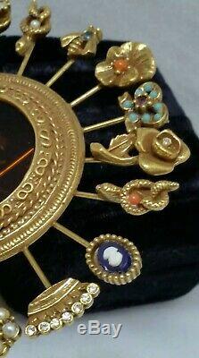 Vintage Goldette Reverse Carve Intaglio Cupid Venus 20 Hat Stick Pins Brooch Pin