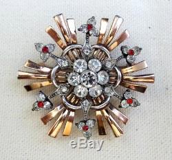 Vintage Gorgeous Pennino Art Deco Sterling w Gold Wash Flower Pin Brooch