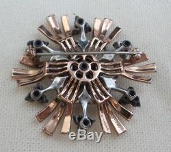 Vintage Gorgeous Pennino Art Deco Sterling w Gold Wash Flower Pin Brooch