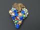 Vintage Grapes Bronze Multicolor Rhinestone Brooch