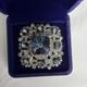 Vintage Gray Blue Rhinestone Brooch AB Crystal Silver Tone Schreiner Style