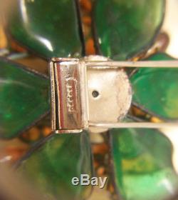 Vintage Gripoix fur clip DEPOSE Brooch Chanel attrib'td Poured glass pin France