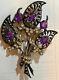 Vintage H. Pomerantz N. Y. Important Lg Floral Purple/rhinestone Brooch Free Ship