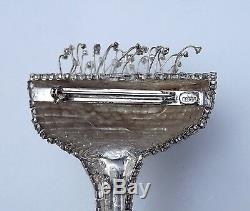 Vintage HUGE Dorothy Bauer Rhinestone Brooch Biggest Champagne Glass Pin