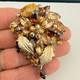 Vintage Hattie Carnegie Rhinestone Brooch Flower Gold Tone Brown Autumn Fall 3