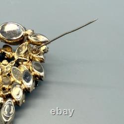 Vintage Hattie Carnegie Rhinestone Brooch Flower Gold Tone Brown Autumn Fall 3