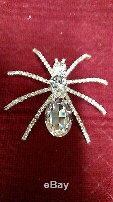 Vintage Haute Couture Rhinestone Giant Spider Shoulder Brooch/pin-new