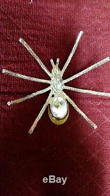 Vintage Haute Couture Rhinestone Giant Spider Shoulder Brooch/pin-new