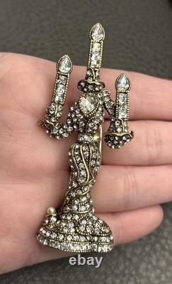 Vintage Heidi Daus Disney Beauty & the Beast Lumiere Crystal Rhinestone Brooch