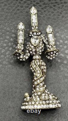 Vintage Heidi Daus Disney Beauty & the Beast Lumiere Crystal Rhinestone Brooch
