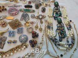Vintage High End Rhinestone Crystal Cabochon Necklace Earrings Brooch Lot