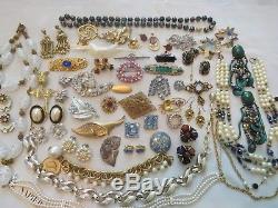 Vintage High End Rhinestone Crystal Cabochon Necklace Earrings Brooch Lot