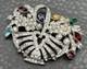 Vintage High End Rhodium Plated Rhinestone Flower Basket Brooch Colorful