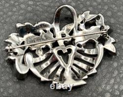 Vintage High End Rhodium Plated Rhinestone Flower Basket Brooch Colorful