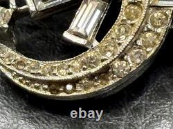 Vintage High End Starburst Swirl Fan Crystal Rhinestone Art Deco Old Brooch Pin