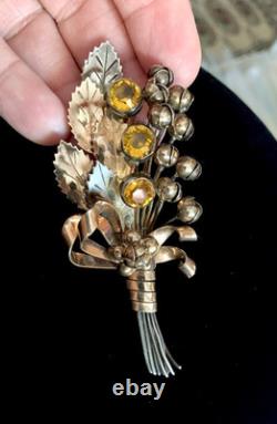 Vintage Hobe 14k Gold On Sterling Bouquet Pin