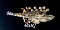 Vintage Hobe 14k Gold On Sterling Bouquet Pin