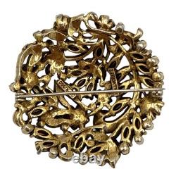 Vintage Hollycraft 1950 Blue Rhinestone Bracelet & Brooch Set Signed Mid-Century