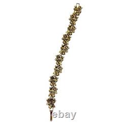 Vintage Hollycraft 1950 Blue Rhinestone Bracelet & Brooch Set Signed Mid-Century