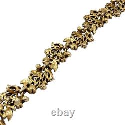 Vintage Hollycraft 1950 Blue Rhinestone Bracelet & Brooch Set Signed Mid-Century