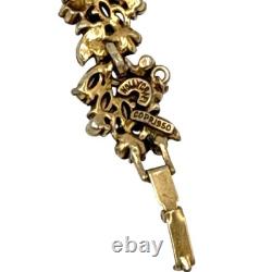 Vintage Hollycraft 1950 Blue Rhinestone Bracelet & Brooch Set Signed Mid-Century