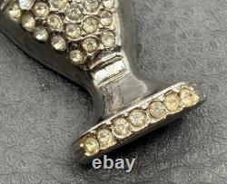 Vintage Huge 3 Deco Etruscan Style Pot Metal Urn Pitcher Brooch Pin Rhinestone