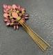 Vintage Huge 5 Pink Rhinestone Crystal Tassel Fringe Brooch Pin
