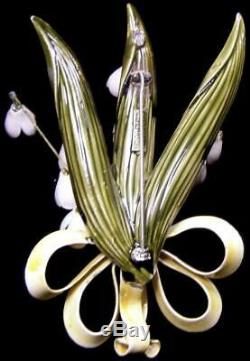 Vintage Huge Fred A. Block Enamel Flower w Rhinestones Pin Brooch