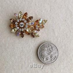 Vintage JEWELCREST Donald SIMPSON Crystal RHINESTONE Edelweiss FLOWER Brooch