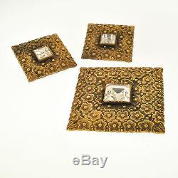 Vintage JOSEFF OF HOLLYWOOD Floral Filigree Rhinestone Earrings & Brooch Pin Set
