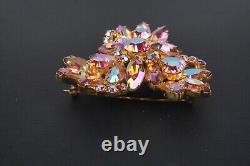 Vintage JULIANA D&E Pink Glass Rhinestone Flower Pin Brooch Beautiful