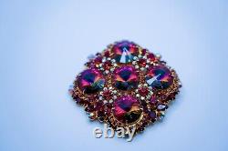 Vintage JULIANA D&E Rivoli Red Rhinestone Brooch 7cm Excellent Condition