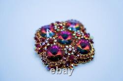 Vintage JULIANA D&E Rivoli Red Rhinestone Brooch 7cm Excellent Condition