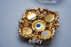 Vintage JULIANA D&E Rivoli Red Rhinestone Brooch 7cm Excellent Condition