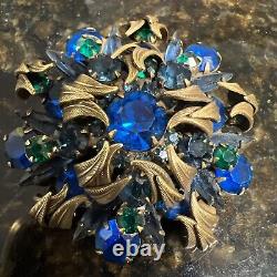 Vintage JULIANA D & E Venus Flames Blue & Green Brooch/Pendant VERIFIED BOOK PC