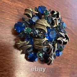 Vintage JULIANA D & E Venus Flames Blue & Green Brooch/Pendant VERIFIED BOOK PC