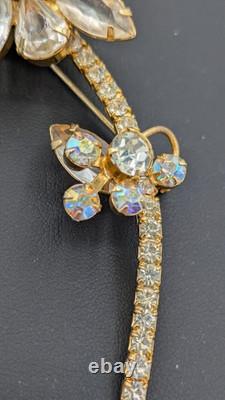 Vintage JULIANA Flower Brooch Verified Ref #874 Rhinestone Aurora Borealis
