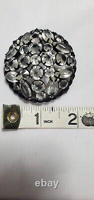 Vintage Japanned Crystal Inverted Rhinestone Brooch Pin