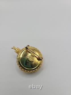 Vintage Jeanne Bird Nest Brooch Pin Gold Tone Figural Rhinestone Signed Jewelry