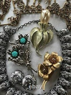 Vintage Jewelry LOT BOLD METALS MCM Rhinestone Brooches Necklaces Earrings