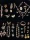 Vintage Jewelry Lot 39pc Rhinestone Cameo Brooch Enamel Watch Chunky Heart Gold