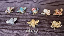 Vintage Joan Rivers Bee Brooch Collection 9 Pieces